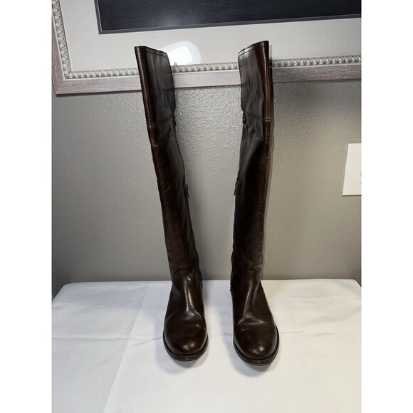 Frye Melissa Over Knee Tall Leather Riding Equestrian Boots Women's 7.5 Brown - Picture 4 of 14